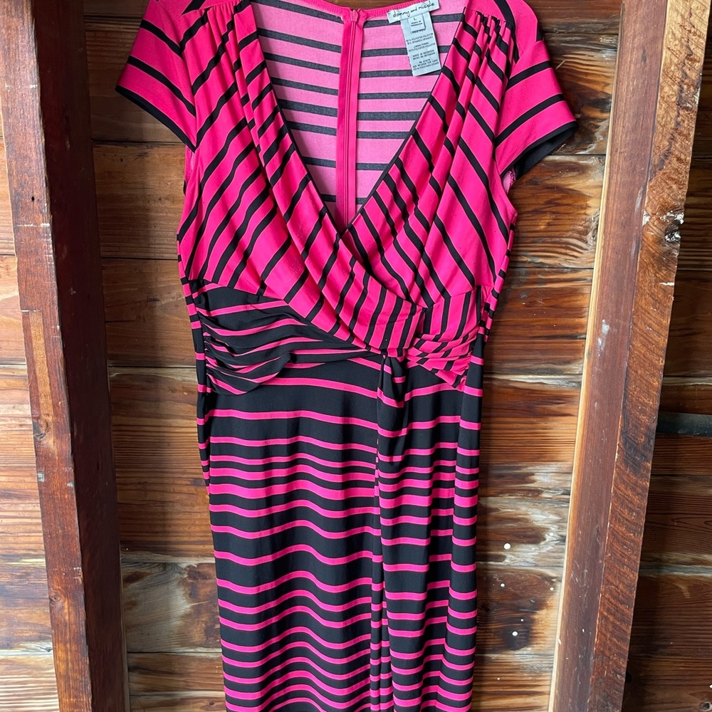 Danny and Nicole Pink & Navy Striped Dress
